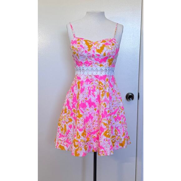 Lilly Pulitzer Lenora Lace Cut Out Sundress Mini in Ooh La La Size 6 - Picture 3 of 5